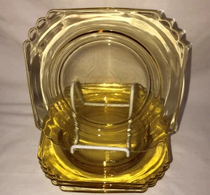 5 Fostoria MAYFAIR TOPAZ YELLOW 7" SALAD PLATES - Picture 1 of 1