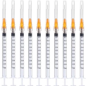 1ml/cc Manual Push Syringe 25Ga Feeding Device Straight Tip Needle - Picture 1 of 10