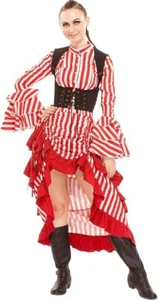 ThePirateDressing Damen Steampunk High-Low Baumwollrock - rot + weiß - Bild 1 von 1