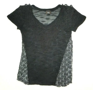 Daytrip Top Donna Manica Corta Piccola Maglia Pizzo Nero Trasparente Floreale Festival SM - Foto 1 di 8