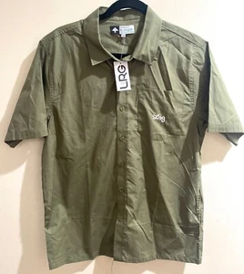 LRG Mens Collared Button Up Green Short Sleeve Shirt Size Medium NWT - Picture 1 of 4