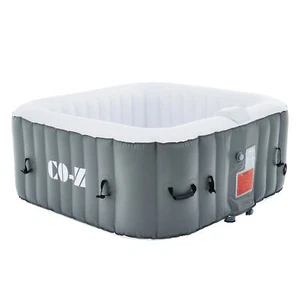 5 Foot Square Inflatable Spa Tub Indoor Outdoor Hot Tub with Control Panel Gray - Picture 1 of 12