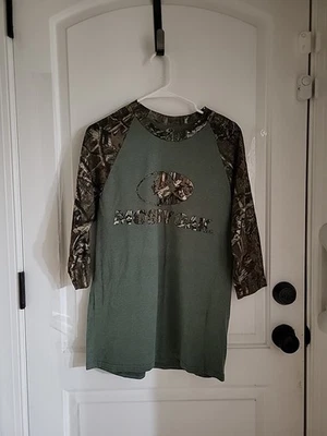 Mossy Oak 绿色迷彩 3/4 袖 T 恤男式 M 码 — 第 1/4 张图片