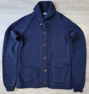 Vtg Polo Ralph Lauren Sweater Men's S Blue Wool Cashmere Shawl Collar Cardigan - Picture 1 of 13