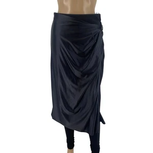 DIESEL Women Black O-SILV Draped Midi With Chintz Finish Skirt M - Picture 1 of 15