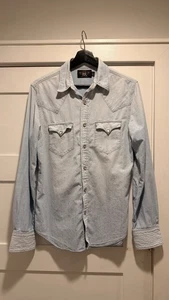 Ralph Lauren RRL Double RL Denim Western Button Shirt Pearl Snap Cowboy Sz S  - Picture 1 of 5