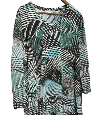 Retazos geométricos transparentes Erin London arte ligero para usar talla grande 2X Foto 1 de 4