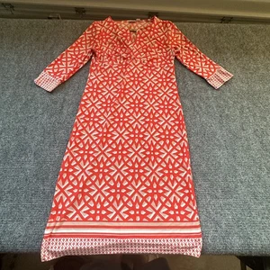 Vestido largo con estampado geométrico rojo blanco talla M de CATO para mujer mangas 3/4 - Imagen 1 de 8