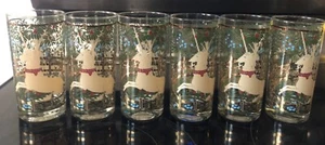 6 VTG MCM CERA GLASS HUNT OF THE UNICORN Highball 12oz Glasses EUC - Picture 1 of 10