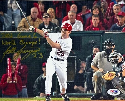Scott Spiezio Signed 8x10 Angels WS Photo '2002 Game 6 World Champs' PSA - Image 1 of 2