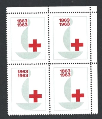 (BL) 1963 Red Cross labels block of 4 MH - Image 1 of 2