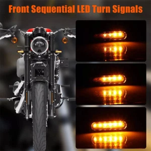 2x Front Motorcycle 39-41mm Fork LED Turn Signal Light Indicator Amber White _yi - Picture 1 of 10
