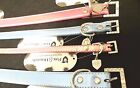 LEATHER DOG COLLARS, METALLIC PINK or BLUE, WITH RHINESTONE CRYSTALS BUCKLES