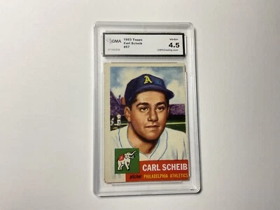 1953 TOPPS #57 CARL SCHEIB BASEBALL CARD GRADED 4.5 - Image 1 of 2