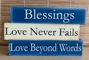 3 letreros de madera decoración bloque independiente bandeja en niveles bendiciones amor nunca falla #4 - Imagen 1 de 2