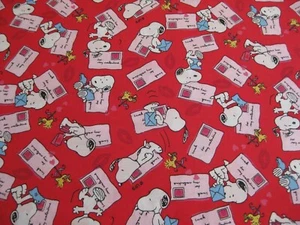 Peanuts Snoopy Red Letter Valentines Day Fabric Fat Quarter 18" x 21" - Picture 1 of 4
