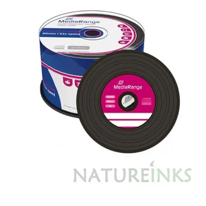 50 Mediarange Black Bottom Vinyl Blank CD-R disc 52x 700MB 80 min Cakebox MR225 - Picture 1 of 3