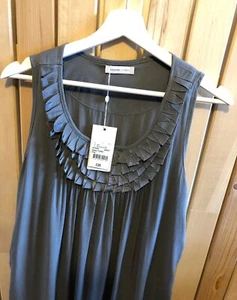 BNWT Ladies SELECTED FEMME grey ribbon detail longline tunic top Size 36 8 10 - Picture 1 of 11