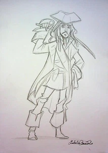 CAPITÁN JACK - Isabella Ceravolo FIRMADO a mano dibujado 8,5"x12" arte de convención - Imagen 1 de 2