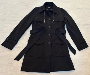 Damen-Trenchcoat DKNY schwarz Kragen Langarm Reißverschlüsse, Knöpfe - Größe Small - Bild 1 von 8