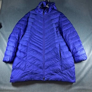 Lands' End Women Wanderweight Packable Jacket Size 2X Blue Lined Full Zip Hooded - Picture 1 of 11