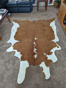 Linon Home Decor rug-RN#127736 Brown/White special Cowhide Rug 6.8'x5.4' NEW