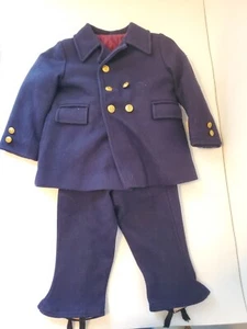 Vintage Fieldston Clothes Boys 100% Wool Pea Coat & Pants Navy Blue Kids Size 3 - Picture 1 of 14