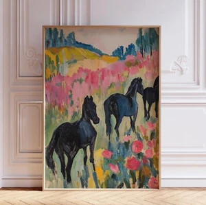 Pink Watercolor Western Little Girls Room Cowgirl Horse Wall Art Print Poster - Picture 1 of 5