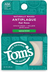 Tom'S of Maine Naturally Waxed Antiplaque Flat Dental Floss, Spearmint, 32 Yards - Picture 1 of 12