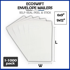 White Self-Seal Envelope for Shipping Mailing Kraft Paper Letter 28-lb 1000 500+ - Picture 1 of 21