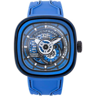 SevenFriday Men's Watch PS Series CCB Semi-Skeleton Dial Silicone Strap PS3-04 - Image 1 of 3