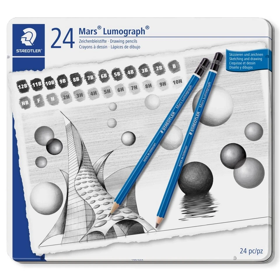 STAEDTLER Bleistift Set Mars Lumograph 100G24 24 Stück 12B-10H