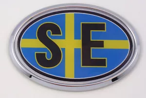 Sweden SE Swedish Car Chrome Emblem Bumper Sticker flag decal oval - Bild 1 von 2