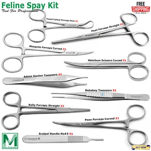 Veterinary Feline Spay Surgical Kit German Grade Instruments Neuter Pack Set - Picture 1 of 11