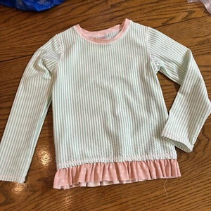 Ruffle Butts Swimsuit Girls Bathing Suit Long Sleeves Aqua rash guard Sz 6 - Picture 1 of 7