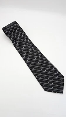 Joseph & Feiss International 100% Silk Black Grey White Striped Neck Tie NEW - Image 1 of 4