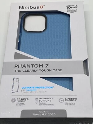 "Funda hexagonal azul Phantom 2 para iPhone 12 2020 6,1"" de Nimbus 9 claramente resistente" Foto 1 de 4