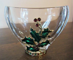 Teleforal 24 % Bleikristall Weihnachten Stechpalme mit Juwelen Pflanzgefäß Vase Kerzenhalter - Bild 1 von 12