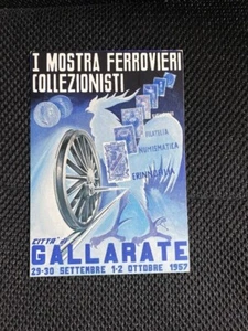Cartolina Prima Mostra Ferrovieri Collezionisti città di Gallarate 1957-colori - Foto 1 di 1
