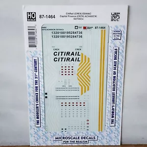 CITIRAIL ES44AC Capital Finance AC4400CW RR Diesels HO Microscale Decal 87-1464 - Picture 1 of 3