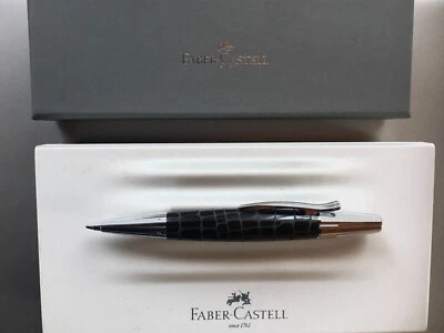 Faber Castell Kugelschreiber E MOTION Kroko schwarz Drehmechanik Top Preis Neu