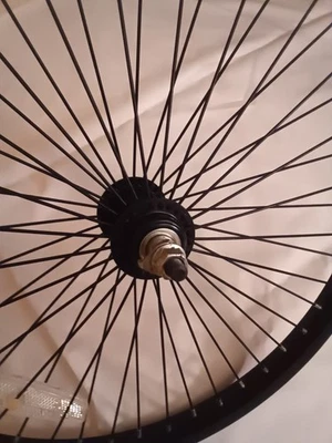 Bike 20 x 1.75 Alloy Front Wheel 48 Spoke 14gBlack 3/8 Axle Single Wall Black. - Image 1 of 3