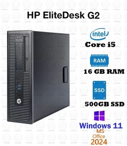 HP G2 Desktop Computer PC Intel i5 16GB 500GB SSD Windows 11 Pro 20" LCD WiFi - Picture 1 of 5