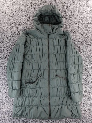 Abrigo acolchado Columbia para mujer bobina térmica chaqueta larga con capucha verde aislante Foto 1 de 4