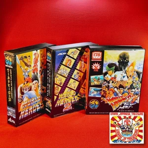 Lot 3 Neo Geo AES World Heroes 1 2 2Jet ROM Cartridge w/Box w/Instruction Japan - Picture 1 of 18