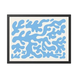 Mer 1 - Abstract Blue Coral Framed Poster - Modern Wall Art for Home Decor - Picture 1 of 25