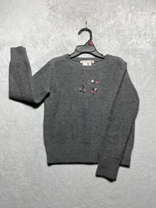 Neu mit Etikett Bonpoint Mädchenpullover anthrazit mit Kirsch-Edelsteinen-Detail Größe 6 Wolle Angora - Bild 1 von 5