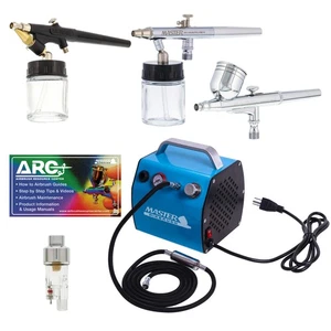3 Master Airbrush Set System Air Compressor Kit Hobby Craft Paint Cake Tattoo - Picture 1 of 5