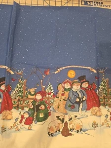 1997 Vtg. Daisy Kingdom Fabric BTY *Snowman Border "Heaven & Nature Sing" #3777 - Picture 1 of 7