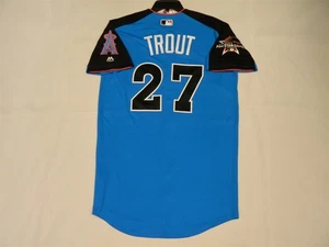 Authentic Mike Trout 2017 All Star Jersey Anaheim Angels Miami Marlins Game 44 - Picture 1 of 2